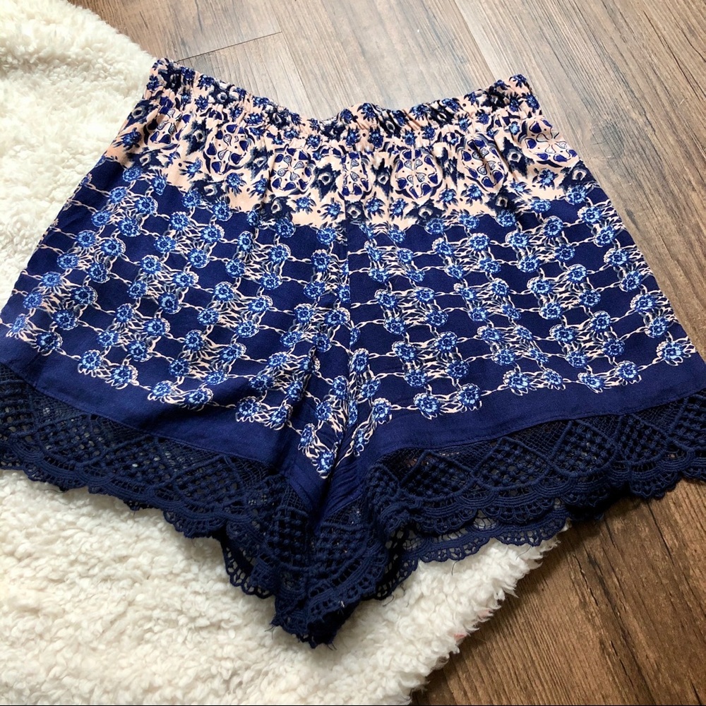 Blue and pink floral lightweight shorts
